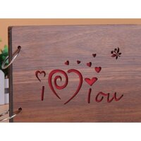 Album ảnh bìa gỗ I LOVE YOU  22x16 cm