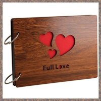Album ảnh DIY Bìa gỗ Kỷ niệm Sổ lưu niệm 8 X 6 inch Sách ảnh tự dính có trang đen cho đám cưới Sách khách mời Cặp đôi Bộ nhớ câu chuyện tình yêu của chúng tôi (Tình yêu trọn vẹn)