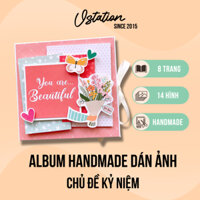 Album ảnh handmade làm quà tặng kỷ niệm bạn bè, đồng nghiệp 12 x 12 cm màu hồng