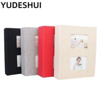 Album Ảnh YudhUI, 200 Túi Vải Lanh Bìa Album Sổ Lưu Niệm Lớn, Đa Năng 6 inch Interleaf Loại DIY Có Thể Ghi Hình Album Kỷ Niệm Gia Đình