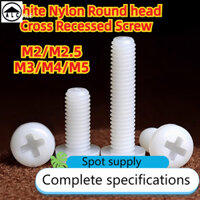 [Alc] Vít đầu tròn Phillips Nylon trắng PA66 Vít đầu Phillips bằng nhựa M2 / M2.5 / M3 / M4 / M5 Bu lông cách nhiệt bằng nhựa