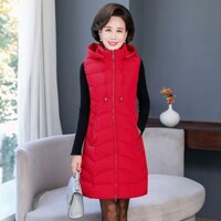 ALD022 - Áo khoác phao nữ gile dáng dài ngang đùi, thời trang thu đông, phong cách Hàn Quốc - Đỏ                          - 37879473                                                       Yêu thích