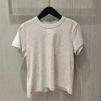 Alexander Wang 2024Summer Crew Neck Top Letter College Green Print Short Sleeve Cotton Versatile T T-shirt