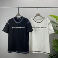 Alexander Wang Short Sleeve T Shirt with Ink Splash Letter Print Pattern Unisex Top In Stock Cotton