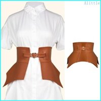 Alia Nữ Da Giả Thắt Lưng Rộng Váy Quần Jean Thắt Lưng Có Retro Ruffle Edge