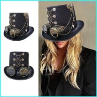 Alia Steampunk Top Mũ Có Kính Halloween Kim Loại Bánh Răng Trang Trí Nón Gothic Cosplay Ảo Thuật Gia Mũ Unisex Jazzs Mũ