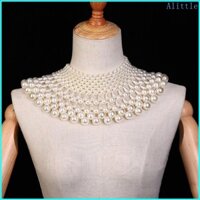 Alia Váy Cưới Tuyên Bố Vòng Cổ Hình Quạt Ngọc Trai Đính Hạt Yếm Choker Cổ Khăn Choker