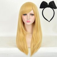 Alice Ở Xứ Sở Thần Tiên Alice Vàng Cosplay Tóc Giả Thẳng Dài Tổng Hợp Tóc Trang Phục Tiệc Halloween Tóc Giả