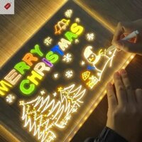 Alik Bảng ghi chú Led lớn có màu sắc Đèn Led phát sáng Bảng tin Acrylic Bảng vẽ Led Bảng viết Bảng xóa khô có và 7 bút VN