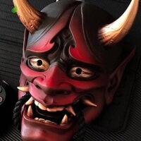 Alison Prajna Head Cover, Sừng Ma Mặt Có Dây Mặt nạ cao su Prajna Nhật Bản, Đồ trang trí Halloween Mặt nạ ma quỷ màu đỏ và đen mềm
