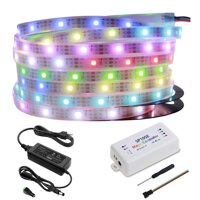 ALITOVE WS2812B LED Strip Individually Addressable RGB 16.4ft 150 LEDs Dream Color Programmable LED Tape Waterproof IP67 DC 5V & SP105E Wireless Bl...