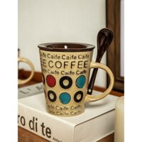 Alley Cốc Uống Cà Phê cappuccino Bằng Sứ Có Nắp Và Muỗng Kiểu vintage