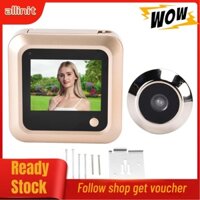 Allinit 2.4in 0.3MP HD 145° Wide Angle Wired Smart Video Doorbell Peephole Door Viewer Gold for Household