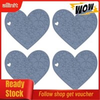 Allinit 4PCS Silicone Placemats Heart Shaped Non Slip  Heat Resistant