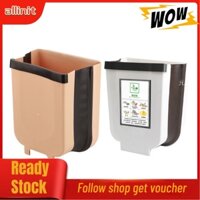 Allinit Collapsible Hanging Kitchen Waste Bin  Foldable Folding Trash Can for Bedroom