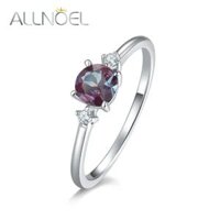 Allnoel Bạc 925 Cho Nữ, Nhẫn Nữ Alexandrite Đá Quý 5*5 Mm Phổ Thiết Lập Hợp Thời Trang Cổ Điển Thời Trang Mỹ Món Quà Trang Sức