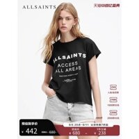 Allsaints Áo thun nữ in chữ giản dị và thời trang đế áo sơ mi mới W071JA