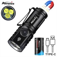Alonefire Đèn Pin 3 Bóng led mini 6000k Sạc Được Loại c Dùng Đi Cắm Trại / Sửa Chữa Xe Hơi / Đi Bộ Đường Dài