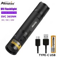 Alonefire SV005 Đèn Pin UV 10W 365NM LED USB Sạc Đèn Pin BlackLight Cho Thú Cưng Nước Tiểu Vết Bẩn Phát Hiện