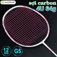 ALP Cherry 4U Căng Max 12KG Vợt Cầu Lông Hồng Pink Original 100% Full Carbon ALPSPORT Yonex Rsl Pink Badminton Racket
