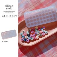 ALPHABET BUTTON Khuôn silicone trong dẻo đổ resin hình chữ nút tròn