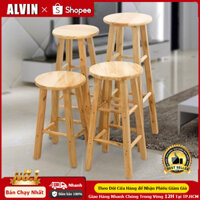 ALVIN Ghế Đôn Gỗ Tròn chân dẹp Chân Thẳng Dáng Thang 3 màu sắc