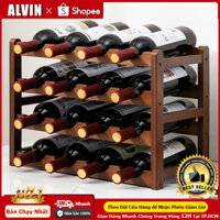 ALVIN Kệ để rượu bằng gỗ tre Giá tre để rượu vang xếp tầng tối giản dùng cho nhà hàng khách sạn phong cách châu Âu