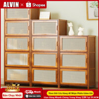 ALVIN Kệ lò vi sóng kệ để lò nướng nhà bếp đa năng có ngăn tủ Cửa chống bụi mây tre đan Kệ bếp