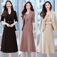 Alw- set Đồ 2 Món Áo Khoác Hai Dây Dài Đến Giữa Nhẹ Thoải Mái Thời Trang Đường Phố Sang Trọng Dành Cho Bạn Nữ