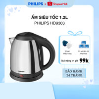 Ấm, Bình Đun Siêu Tốc Philips HD9303 - Dung Tích 1.2L - Công Suất 1800W - Thân inox Cao Cấp - Hàng Chính Hãng BH 24Tháng