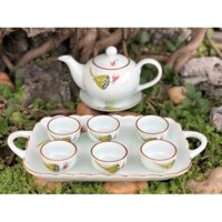 Ấm chén Đài sen men rong cao cấp Bát Tràng