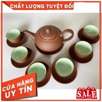 Ấm chén gốm tử sa Tống ganh nâu