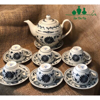 Ấm chén hoạ tiết cúc hoạ mi (ấm 750ml) - gốm Chu đậu