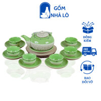 Ấm Chén Pha Chè, Ấm chén Gốm Sứ Bát Tràng, Ấm chén uống trà, ấm chén men rạn bộ nhật dung tích 250ml,350ml Gốm Nhà Lò