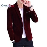 Ấm cúng Lên Nhung Phù Hợp Với Blazer Cho Nam Thời Trang Áo Khoác Phù Hợp Với Nam Ca Sĩ Trang Phục Slim Fit Đen Đỏ Xanh