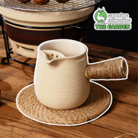 Ấm đất nung, ly cốc đất nung THE GARDEN dung tích 500ml 700ml làm trà sữa đất nung