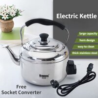 Ấm Điện Đun Nước Bằng Thép Không Gỉ Dày Dặn Siêu Bền Kèm Còi