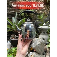 Ấm Đun Nước Ấm pha trà inox có lọc trà 1L5 Inox 304 Trắng Bạc