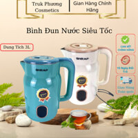 Ấm Đun Nước, Bình Đun Nước Siêu Tốc, Dung Tích 3L, Công Suất 1500w, Ruột Ấm Inox 304, 2 Lớp Chống Nóng