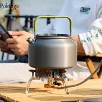Ấm đun nước cà phê cắm trại POKINGE, có túi lưu trữ Tay cầm chống bỏng Ấm trà ngoài trời, Hợp kim nhôm chống trượt bền bỉ Du lịch
