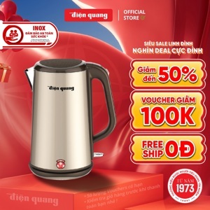 Ấm đun nước cao cấp Điện Quang ĐQ EKT08 1818 (1800W, 1.8L, inox 304, vỏ 3 lớp)