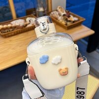 Ấm đun nước chai nước có ốhút giá trị cao cho phụ nữ, dễ thươ, di độ, dung tích lớn, có dây đeo, bình nước cho sinh viên SE007 IUMO