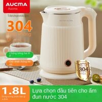 Ấm đun nước điện Aucma Ấm đun nước điện bằng thép không gỉ 304 tự động ngắt điện ký túc xá Ấm đun nước cách nhiệt gia dụng pha trà pha cà phê bền hai lớp chống bỏng Chống Điện Giật 1.8L1500W