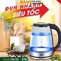 Ấm đun nước hãng nào tốt, Ấm siêu tốc thủy tinh KAW RK1818   cao cấp chịu nhiệt và chịu va đập cao