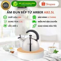 Ấm Đun Nước Inox 304 Arber AB2.5L | Đun Siêu Tốc cho bếp từ, bếp hồng ngoại, bếp gas,...Bảo Hành 12T