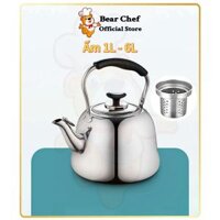 Ấm đun nước inox nhiều dung tích 1L - 6L Bear Chef dùng cho mọi loại bếp ấm nấu nước pha trà ấm đun bếp gas