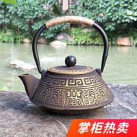 Ấm đun nước sắt may mắn phong cách Nhật Bản, ấm trà gang, hoa văn cổ xưa thời nhà Hán, ấm đun nước cổ điển không tráng phủ, bộ trà retro Y4LB