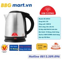 Ấm Đun Nước Siêu Tốc Inox 2 Lít Kim Cương KCIAT2.0 [Bảo Hành Chính Hãng 12 Tháng]