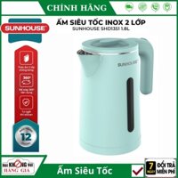 Ấm đun nước siêu tốc Sunhouse chính hãng SHD1351 - Bình siêu tốc 1.8l , 02 lớp inox , bảo hành 12 tháng