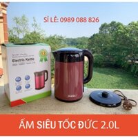 Ấm đun siêu tốc 2 lớp Inox Electric Kettle  2.0 lit cách điện, cách nhiệt, siêu bền [GIÁ CÔNG PHÁ - RẺ NHẤT]